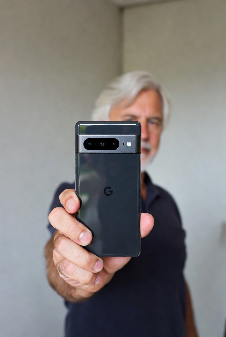 Man holding Ghost Phone